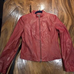 Danier Vibrant Red Leather Jacket